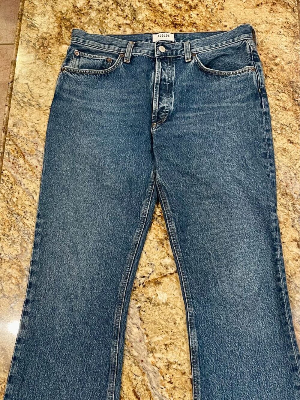 AGOLDE Relaxed Boot Cut Jeans With Fray Hem Button Fly Size 29